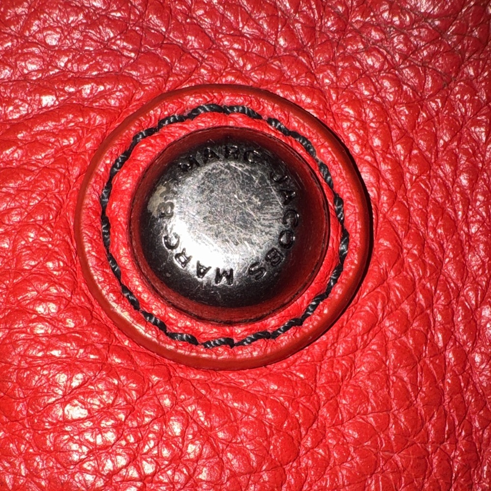 Vintage Marc by Marc Jacobs Double Pocket Coral Red Leather Shoulder Bag - Picture 9 of 11
